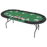 Masă de poker pliabilă în 3, pentru 9 jucători, oval, Verde, Casa Practica