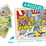 Set de 4 puzzle-uri din lemn - În timpul liber, Jucaresti