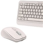 Kit tastatura si Mouse fara fir Tellur Green, 2.4GHz, nano receiver, crem