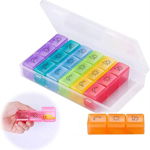 Organizator medicamente 7 zile cu 3 compartimente FGYGTOP, plastic, multicolor, 20 x 11,5 x 3,7 cm