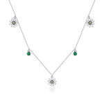 Colier din argint Green Daisy Crystals