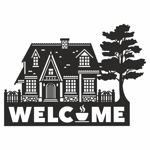 Sticker decorativ, cu mesaj, welcome, negru, 50 x 36, Priti Global