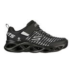 Skechers, Pantofi sport cu velcro Microspec Texlor, Alb, Negru stins, 36 EU