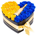 Aranjament Floral in cutie Bottega Blue And Gold, 30cm