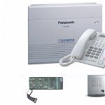 Centrala telefonica Panasonic KX-TES824CE(3/8), telefon proprietar KX-AT7730, adaptor interfon KX-TE82460X si interfon KX-T7765X "pack.5-TES" (include TV 10lei)