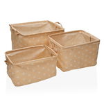 Set 3 cosuri pentru depozitare Stars, Versa, 35 x 25 x 22 cm, poliester, bej, Versa