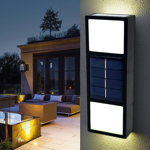 Set 2X Lampa solara perete exterior, Plastic/Policarbonat, IP65, Negru, 