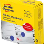 Cercuri de marcare Avery Zweckform în dozator Avery Zweckform, 800 buc/rolă, Ø10 mm, Albastru, ALBASTRU, Avery Zweckform