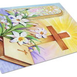 Caroline`s Treasures Crucea de Paște și Biblia în vitralii de tăiere a sticlei de masă mare Multicolore 12H x 16W, 