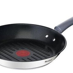 Tigaie grill Tefal Daily Cook, 26 cm, invelis antiaderent din titan, maner nituit, indicator Thermo-Signal, negru/argintiu