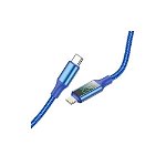 Cablu Borofone BU32 Exclusive Type-C compatibil cu Lightning, Impletitura Textila, 1.2m, Albastru