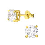 Cercei din argint placat cu aur galben 18K cu pietre 6 mm DiAmanti DIA20991, 