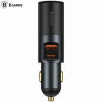 Incarcator Auto Baseus Share Together 1xUSB 1xUSB-C cu Port de Expansiune pentru Bricheta 120W Quick Charge Negru