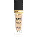 Eveline Cosmetics Wonder Match fard lichid de lunga durata cu acid hialuronic culoare 01 Ivory 30 ml, Eveline Cosmetics