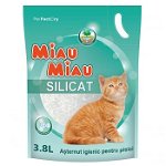 Asternut igienic pentru pisici Miau-Miau, Silicat, 3.8L