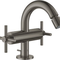 Baterie bideu Grohe Atrio M cu dubla comanda  ventil pop-up  manere cruce  brushed hard graphite, Grohe