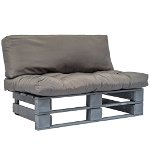 Canapea din paleti de gradina vidaXL, cu perne gri, lemn de pin, 110 x 66 x 65 cm, 18.63 kg