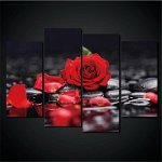 Pictura decorativa pe panza set 4 buc Trandafir Rosu, Neer
