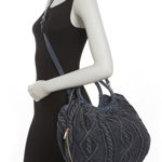 Genti Femei Moda Luxe Ariel Cable Knit Crossbody Hobo Bag BLUE