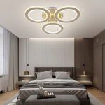 Lustra LED RFAN Model R9134/3C Cu Telecomanda 3 Tipuri De Lumina Plus Lumina RGB Intensitate Reglabila 58W Auriu, RFAN