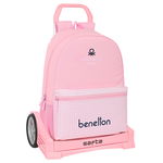 Ghiozdan cu Roți Benetton Vichy Roz (30 x 46 x 14 cm), Benetton