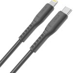Cablu de date UNIQ Flex, USB Type-C - Lightning, 3A, 0.3 m, Gri, Uniq