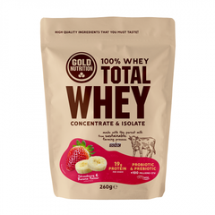 Pudra proteica cu aroma de capsuni si banane Total Whey, 260 g, Gold Nutrition