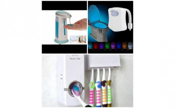 Pachet Dozator sapun lichid cu senzori + Cadou dozator pasta dinti + lampa LED WC, GRUPONIO CONCEPT