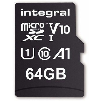 Card memorie Integral 64GB MICRO SDXC 100V10, Read 100MB/s U1 V10 + ADAPTER