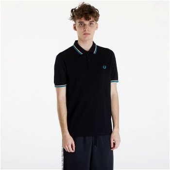 FRED PERRY Twin Tipped Fred Perry Shirt Black/ Ice Cream/ Cyber Blue, FRED PERRY