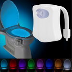 Lampa led multicolora pentru toaleta, sensor de miscare si lumina