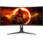 AOC Monitor Gaming VA LED AOC 34 CU34G2XP/BK, UWQHD (3440x1440), HDMI, DisplayPort, Ecran curbat, 180 Hz, 1 ms, Negru, AOC