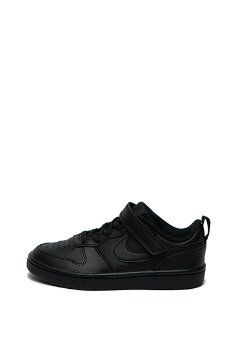 Nike, Pantofi sport de piele cu perforatii Court Borough 2, Negru, 31.5 EU