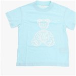 Palm Angels Crewneck T-Shirt With Teddy Bear Embossed Print Light Blue