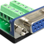 Adaptor , Delock , Sub/D 9 pin mama > Bloc terminal 10 pin , albastru cu verde, Delock