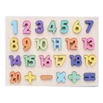Puzzle Incastru Montessori Cu Numere si Semne Matematice 3D Pastel, Krista