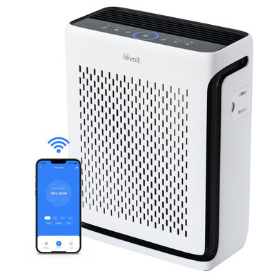 Purificator de aer Smart Levoit Vital 100S Wi-Fi, Filtru True HEPA, Carbon Activ, Acoperire pana la 48 m², Nivel Zgomot 23 dB, Senzor Calitate Aer, Mod Noapte, Alb
