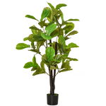 Ficus Artificial 130cm de Interior si Exterior, Planta Artificiala cu efect Realist cu 78 de Frunze HOMCOM | Aosom Romania, HOMCOM