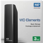 HDD extern WD Elements, 3TB, 3.5", negru, USB 3.0