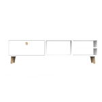 Comoda TV, Quasar & Co.®, mobilier living, 150 x 29.5 x 40.6 cm, MDF, alb