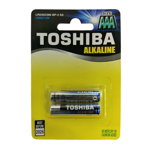 Set 2 baterii alcaline Toshiba, R3, Blu Line, AAA, Toshiba