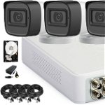 Kit complet supraveghere video HIKVISION 4 camere 5 MP, IR 20 M, HDD 500 GB, N/A