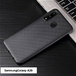 Husa pentru Samsung Galaxy A20, Perfect Fit, cu insertii de carbon, negru, MyStyle