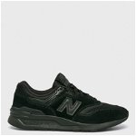 New Balance, Pantofi sport de piele intoarsa si material textil 997H, Negru