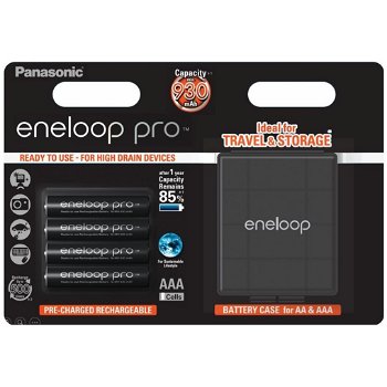 Acumulatori Panasonic Eneloop Pro 930mAh, AAA R3 Blister 4, BK-4HCDEC4BE + Cutie, Panasonic