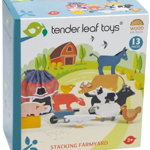Set 13jucarii din lemn Tender Leaf Toys - Animale de la ferma, stivuibile