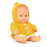 Păpuşă Miniland - Fetiță cu vestă și rochie, 21 cm