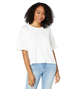 Imbracaminte Femei Saltwater Luxe Micro Rib Ultra Soft Crew Neck Tee White, Saltwater Luxe