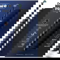 Periuta de dinti electrica Oral-B Pro 1, Curatare 3D, 3 programe, 1 capat de periaj, trusa de calatorie (Negru), Oral-B