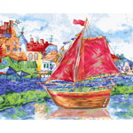 Set pictura pe numere, cu sasiu, Barca cu vele, 40x50 cm